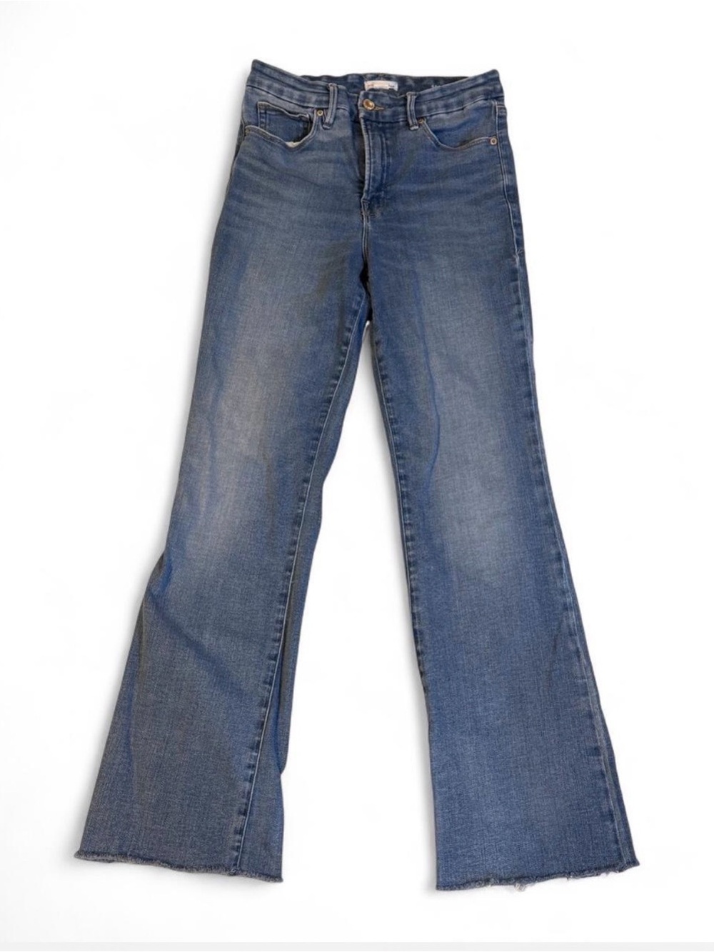 Good American “Good Classic Bootcut” blue jeans